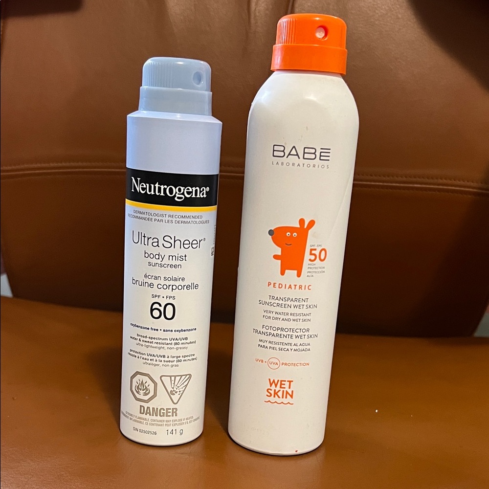 Neutrogena Ultra Sheer Body Mist Sunscreen and BABE laboratorios. Sell together.